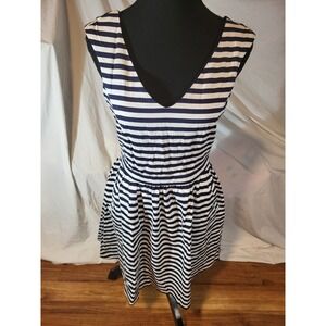 Zara Basics Size S Black & White Striped A Line V Neck Dress